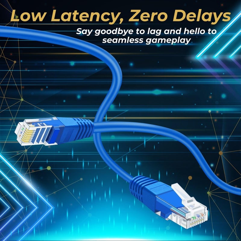 TNP Products TNP Cat 5e Ethernet Cable 3ft, Cat 5 Internet Patch Cable Cat5e Cable RJ45 Connector LAN Network Cable Cat5 Wire Patch Cord Snagless Computer Ether Wire (3 Foot Blue) - Image 2